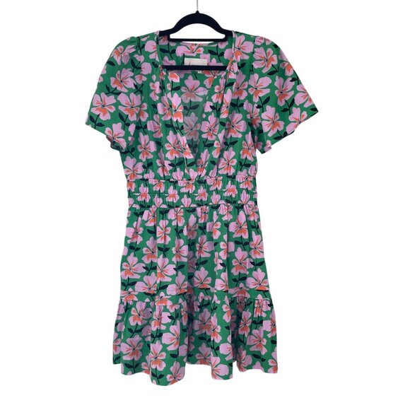 Anthropologie Maeve Somerset Mini Dress - Green & Pink Floral Size M - Picture 2 of 12